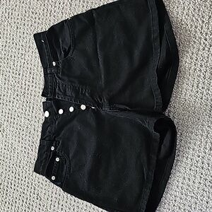 Demin, button fly shorts